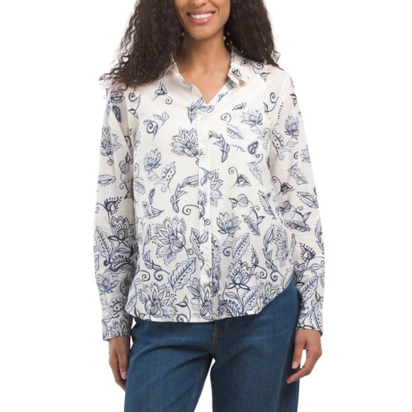 LUCKY BRAND Blue Combo Printed Long Sleeve Shirt - Picture 1 of 2